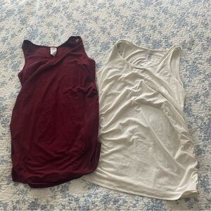 Time and Tru Maternity Tank Top Bundle Burgundy and White Size Medium